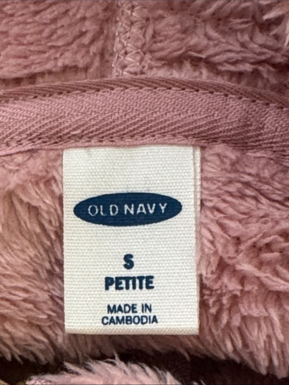 Old Navy Plush Sherpa Faux Fur 1/2-Zip Hoodie – Dusty Pink –Small Petite